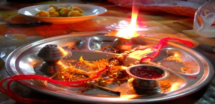 Aarti and Tilak plate of Raksha Bandhan
